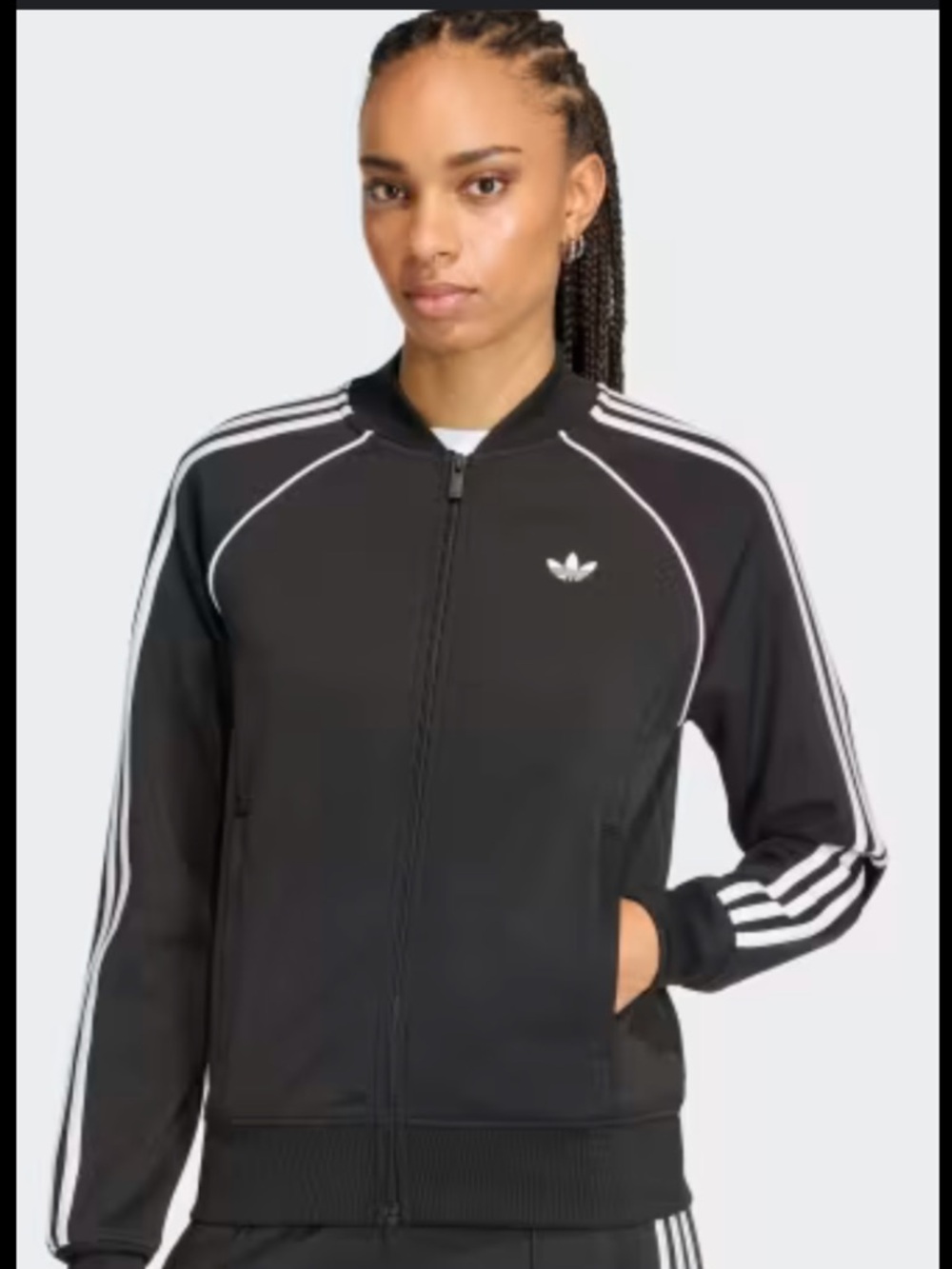 adidas Black Track Jacket with White Stripe Detailing